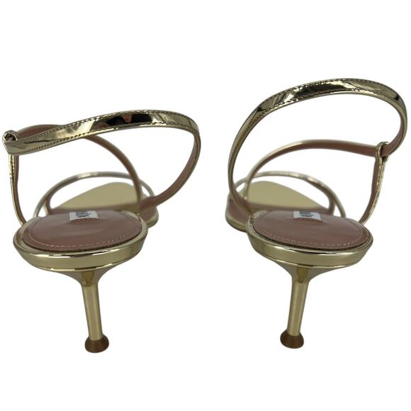 Aquazzura Tease Soft Gold Leather Kitten Heel Sandals Size 38.5 - Picture 12 of 15